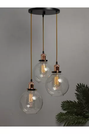 Homesake Transparent Solid Handcrafted 3-Lights Cluster Glass Cluster Lights