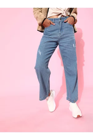 Sassafras Women Stunning Blue Relaxed Fit Non Stretchable Jeans