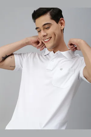 ONN Men White Solid Polo Collar T-shirt