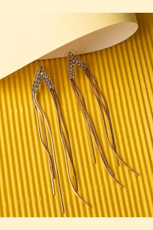 Jewelz Gold-Toned Contemporary Gold-Plated Drop Earrings