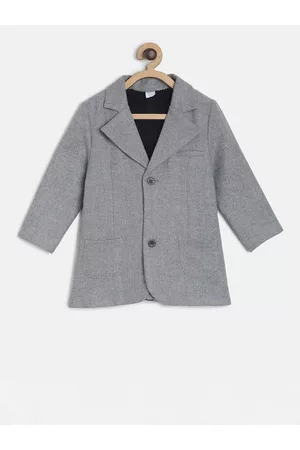 MINI KLUB Boys Grey Solid Tailored Jacket