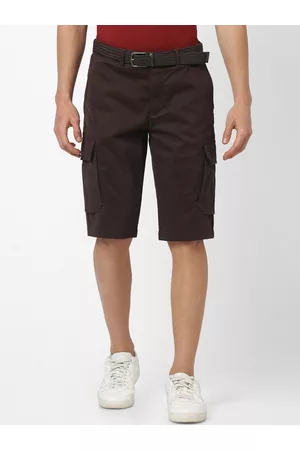 Celio Men Brown Solid Regular Fit Cargo Shorts