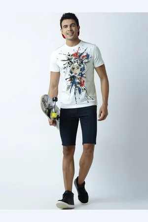Huetrap Men White Printed Round Neck T-shirt