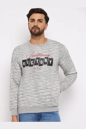 Duke Men Grey Printed Fleece Sweatshirt