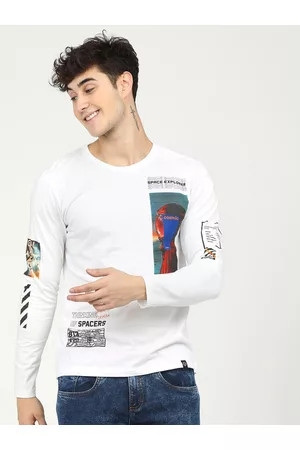 LocoMotive Men White Printed Slim Fit T-shirt