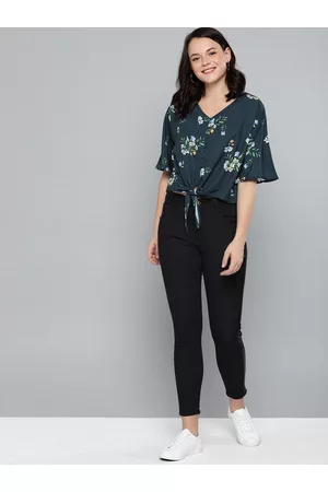 Mast & Harbour Women Navy Blue Printed Top