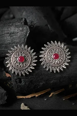 Silvermerc Designs Silver-Toned Contemporary Studs Earrings