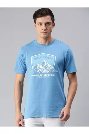 Wildcraft Men Blue & White Typography Printed Applique T-shirt