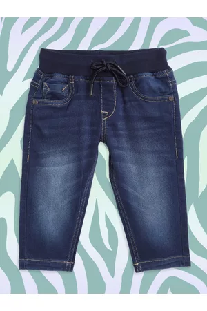 HERE&NOW Boys Navy Blue Slim Fit Light Fade Stretchable Jeans