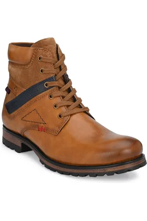 Delize Men Tan Solid Flat Boots