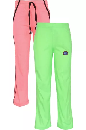 VIMAL JONNEY Pack Of 2 Kids Peach & Green Cotton Track Pants
