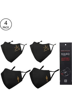 Masq Men Pack Of 4 Black 4-Ply Reusable Pure Cotton Cloth Face Masks
