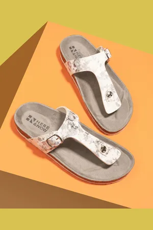 HERE&NOW Women Grey Printed Open Toe Flats