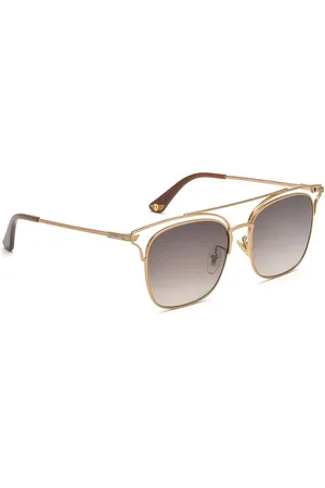Police Women Grey Lens & Gold-Toned Square Sunglasses with Polarised Lens