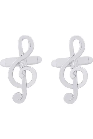 Bodha Rhodium-Plated Musical Symbol Shaped Cufflinks