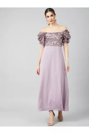 ATHENA Women Lavender Embellished Maxi Dress