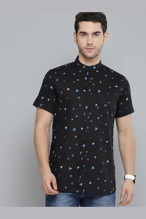 DENNISON Men Black & Blue Smart Slim Fit Pure Cotton Printed Formal Shirt