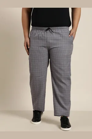 SOJANYA Men Grey & White Checked Pure Cotton Track Pants