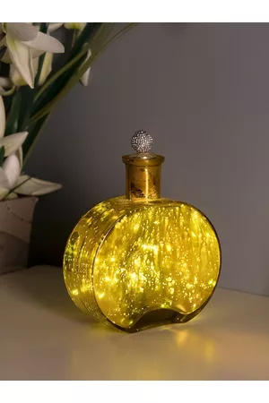 Homesake Mercury Gold Round Bottle Copper Star String Lights with Dazzle Ball Lid