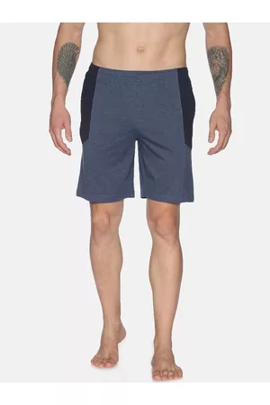 dollar Men Blue Solid Regular Fit Cotton Lounge Shorts