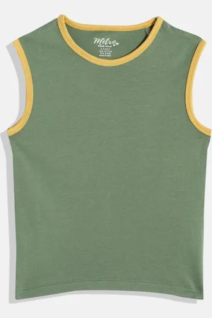 METRO KIDS COMPANY Boys Olive Green Solid T-shirt