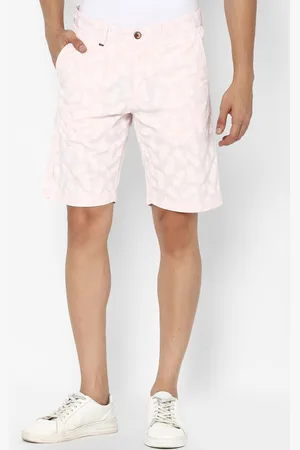 Louis Philippe Men Pink Floral Printed Slim Fit Shorts