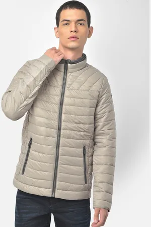 Woodland Men Grey Solid Padded Jacket
