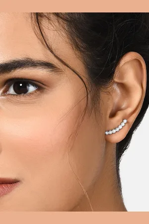 Ami Silver-Plated CZ Studded Contemporary Studs Earrings