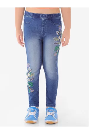 naughty ninos Girls Blue Light Fade Embroidered Jeans