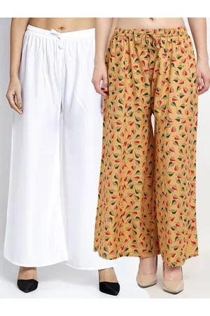 Jinfo Women Set of 2 White & Beige Flared Palazzos