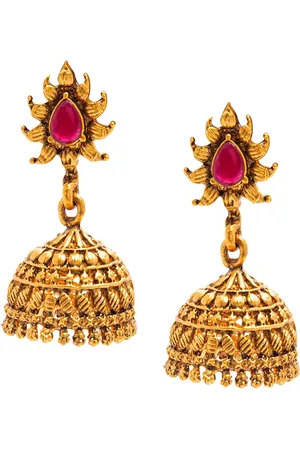 Shivansh Women Gold-Toned Jhumkas Earrings