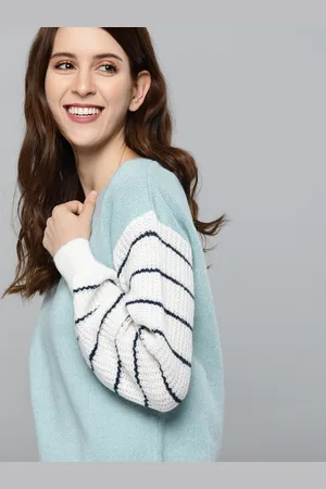 Mast & Harbour Women Blue Solid Pullover