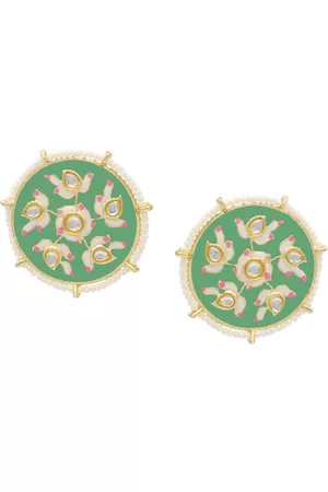 Asmitta Jewellery Green Contemporary Studs Earrings