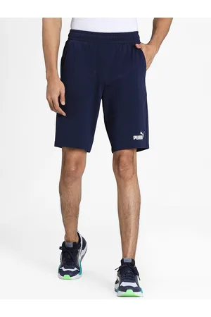 PUMA Men Navy Blue Solid Regular Fit Cotton Sports Shorts