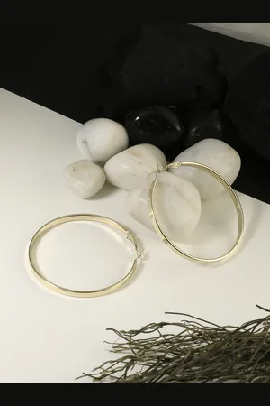 Adwitiya Collection Gold-Toned Classic Half Hoop Earrings