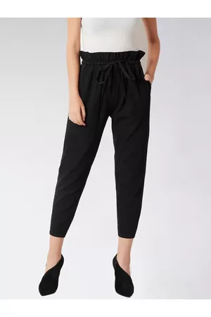 Miss Chase Women Lightweight Regular Fit Solid Cropped Peg Trousers