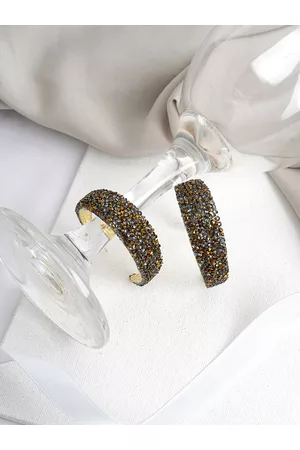 Joker & Witch Women Multi Color Embellished Contemporary Hoop Earrings