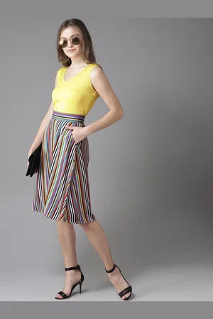 Moda Rapido Multicoloured Striped A-Line Skirt