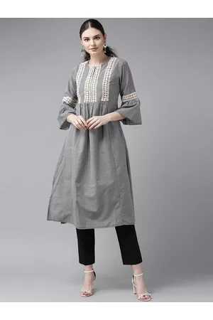 Bhama Couture Women Black & White Checked A-Line Kurta