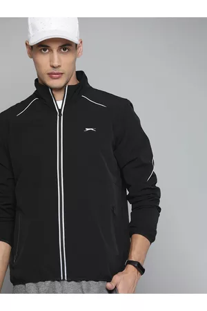 Slazenger Men Black Packable Running Packable Ultra-Dry Sporty Jacket