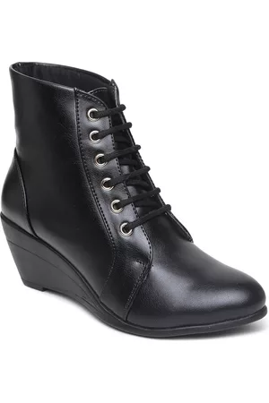 VALIOSAA Woman Black High-Top Wedge Heeled Boots