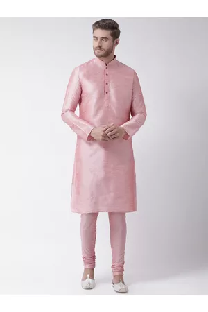 DEYANN Men Pink Solid Kurta with Churidar