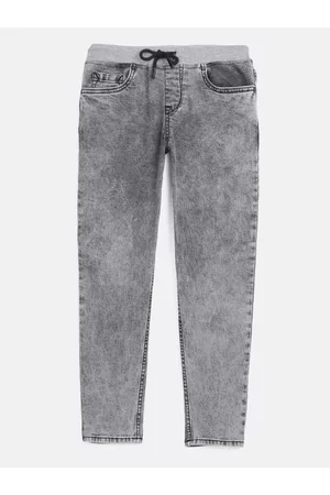 HERE&NOW Boys Grey Mid-Rise Slim Fit Light Fade Stretchable Jeans