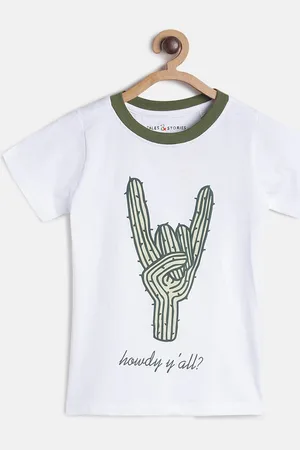 TALES & STORIES Boys White Printed Round Neck T-shirt