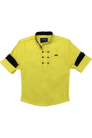 CAVIO Boys Yellow Casual Kurta Shirt