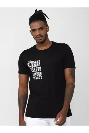 Forever 21 Men Black Typography Printed Cotton T-shirt