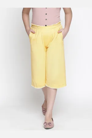 Oxolloxo Girls Yellow Pleated Culottes Trousers