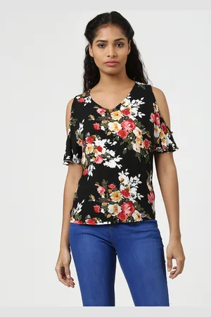 Harpa Women Black Floral Printed Top