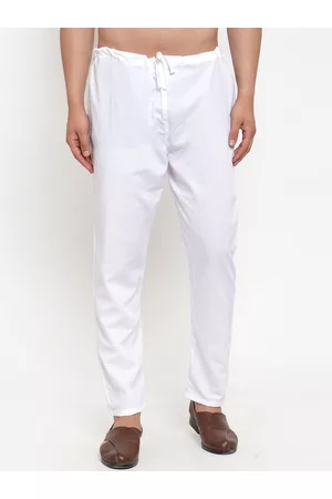Jompers Men White Solid Pyjamas