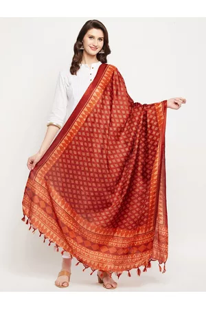 Clora Creation Rust & Orange Printed Dupatta
